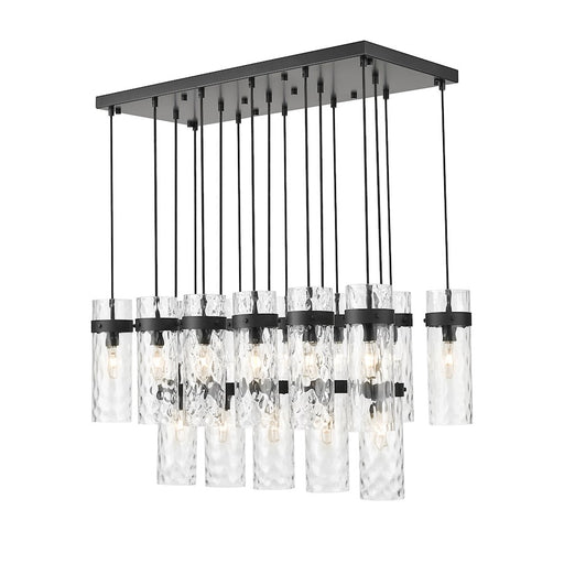 Z-Lite Fontaine 17 Light 44.25" Linear Chandelier, Black/Clear Water - 7002P5-17L-MB