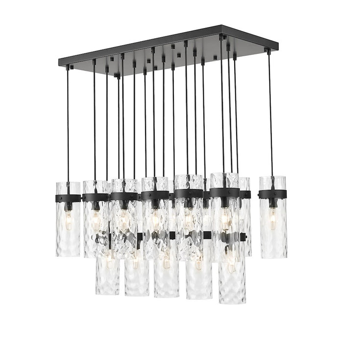 Z-Lite Fontaine 17 Light 44.25" Linear Chandelier, Black/Clear Water - 7002P5-17L-MB