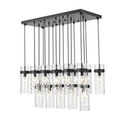 Z-Lite Fontaine 17Lt 44.25" Linear Chandelier, Black/Clear Water - 7002P5-17L-MB