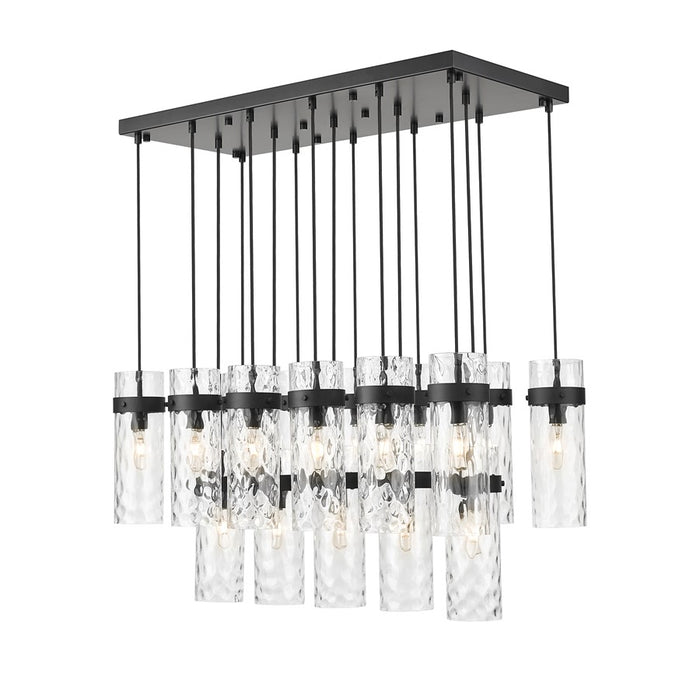 Z-Lite Fontaine 17Lt 44.25" Linear Chandelier, Black/Clear Water - 7002P5-17L-MB