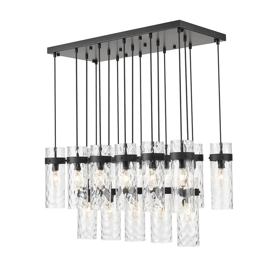 Z-Lite Fontaine 17Lt 44.25" Linear Chandelier, Black/Clear Water - 7002P5-17L-MB