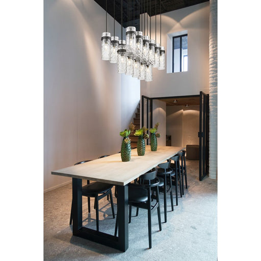 Z-Lite Fontaine 17 Light 44.25" Linear Chandelier, Black/Clear Water