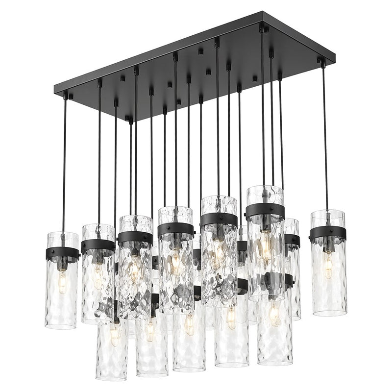Z-Lite Fontaine 17Lt 44.25" Linear Chandelier, Black/Clear Water