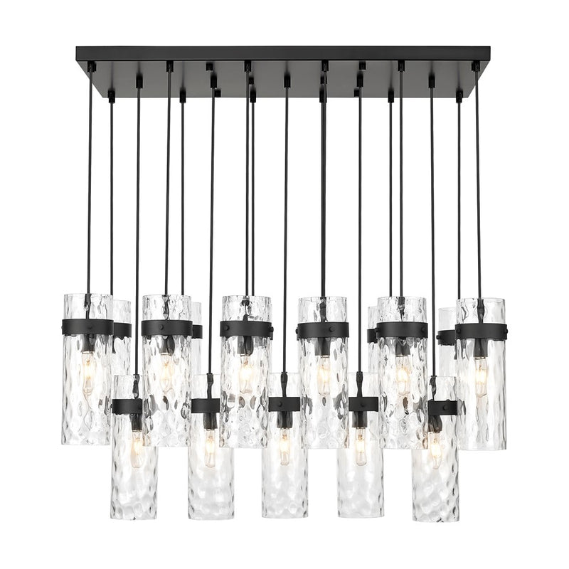 Z-Lite Fontaine 17Lt 44.25" Linear Chandelier, Black/Clear Water