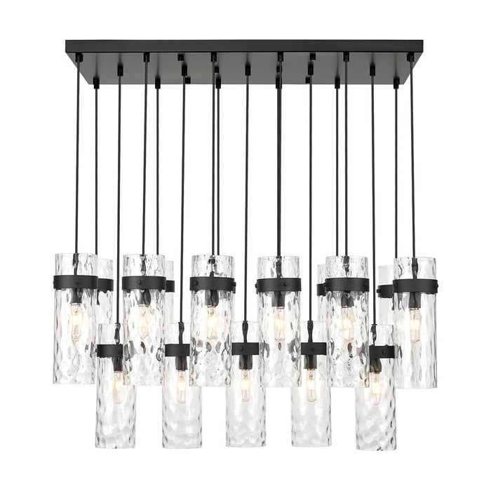 Z-Lite Fontaine 17 Light 44.25" Linear Chandelier, Black/Clear Water