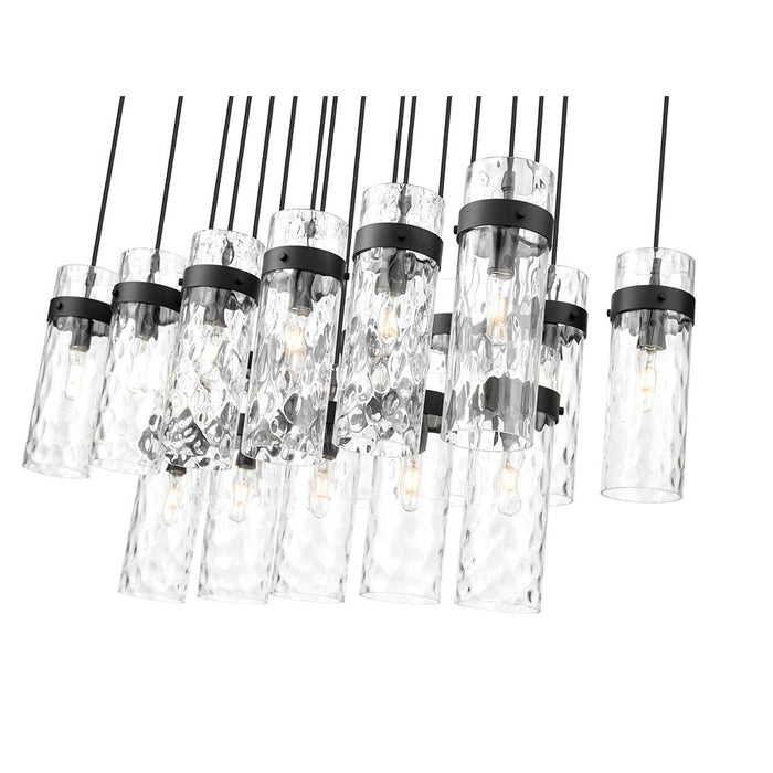 Z-Lite Fontaine 17Lt 44.25" Linear Chandelier, Black/Clear Water