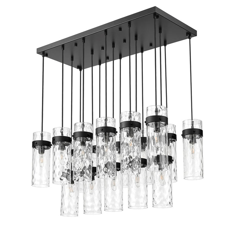 Z-Lite Fontaine 17Lt 44.25" Linear Chandelier, Black/Clear Water