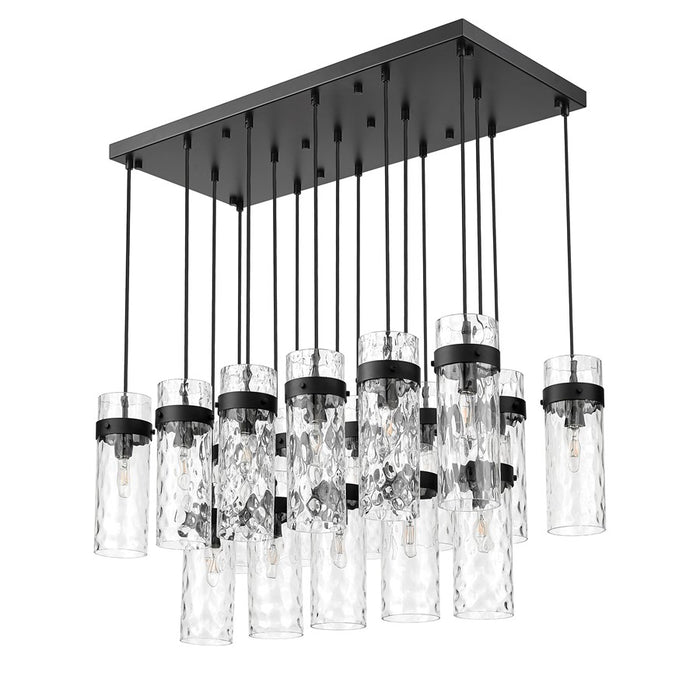 Z-Lite Fontaine 17 Light 44.25" Linear Chandelier, Black/Clear Water