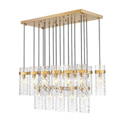 Z-Lite Fontaine 17 Light 44.25" Linear Chandelier, Brass/Clear Water - 7002P5-17L-RB
