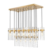 Z-Lite Fontaine 17Lt 44.25" Linear Chandelier, Brass/Clear Water - 7002P5-17L-RB