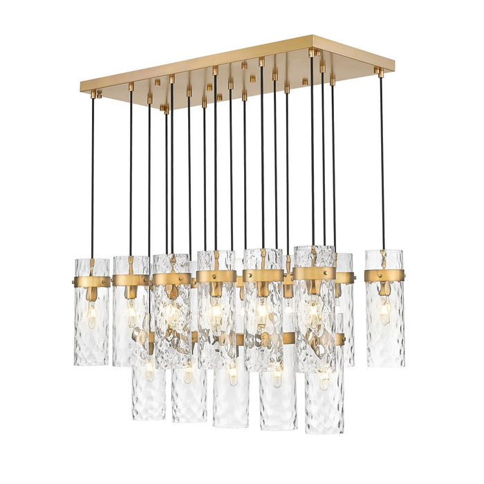 Z-Lite Fontaine 17Lt 44.25" Linear Chandelier, Brass/Clear Water - 7002P5-17L-RB