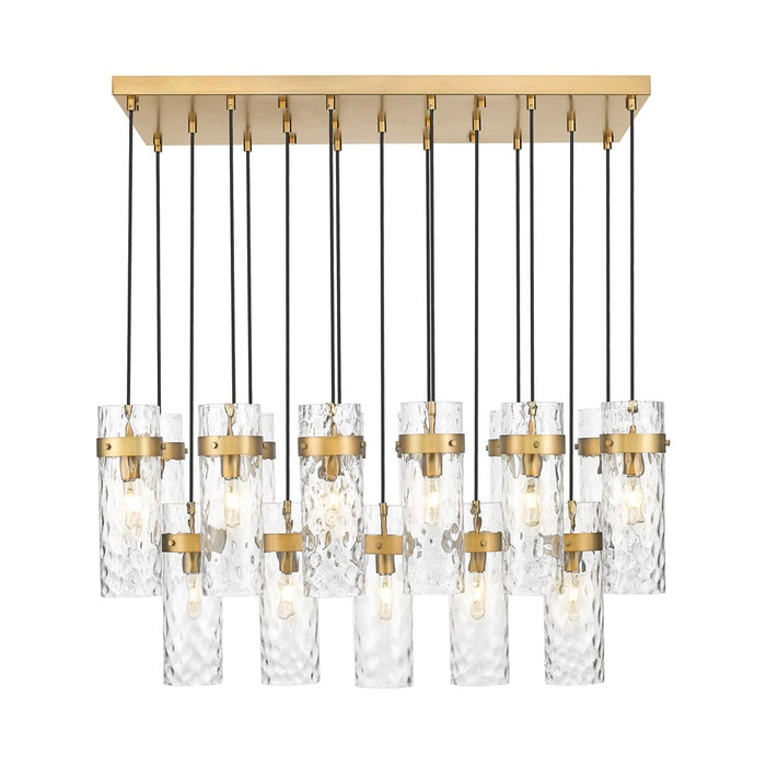 Z-Lite Fontaine 17Lt 44.25" Linear Chandelier, Brass/Clear Water