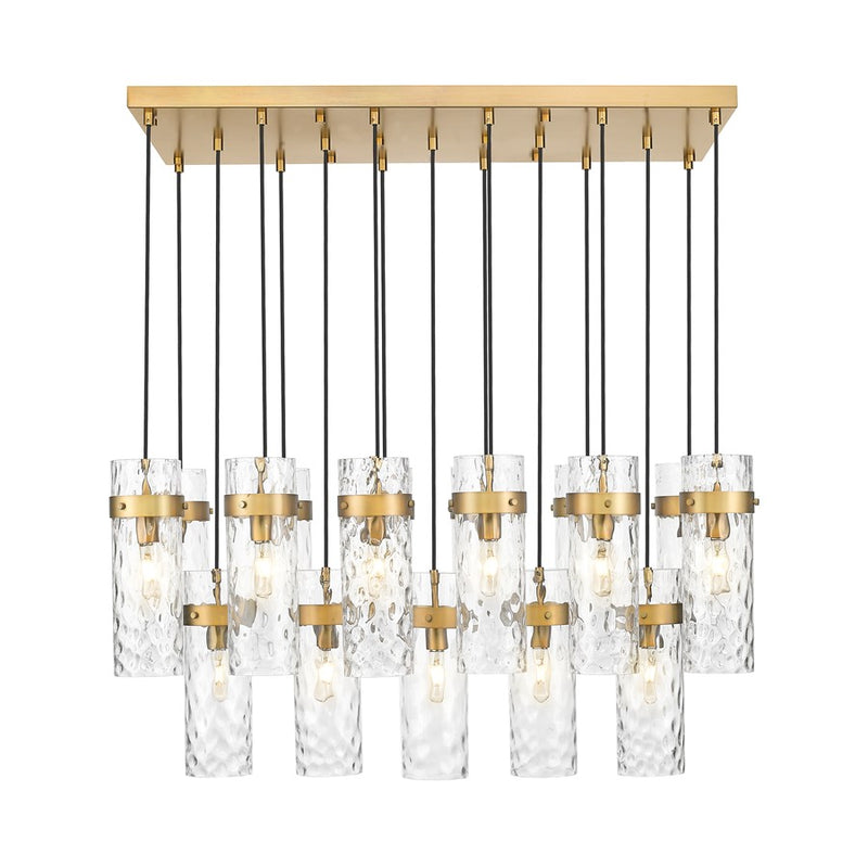 Z-Lite Fontaine 17 Light 44.25" Linear Chandelier, Brass/Clear Water