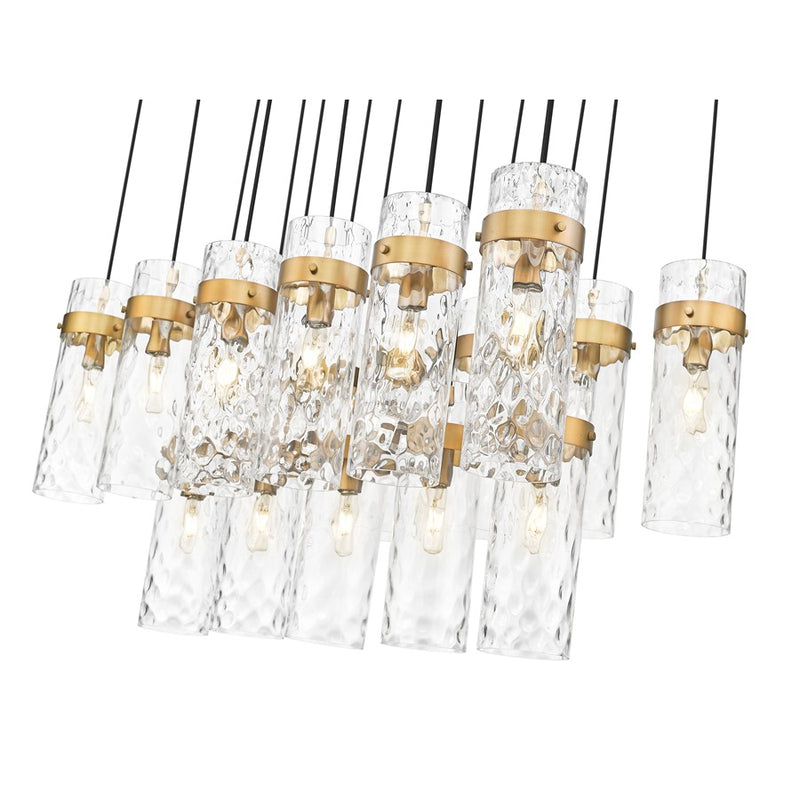 Z-Lite Fontaine 17Lt 44.25" Linear Chandelier, Brass/Clear Water