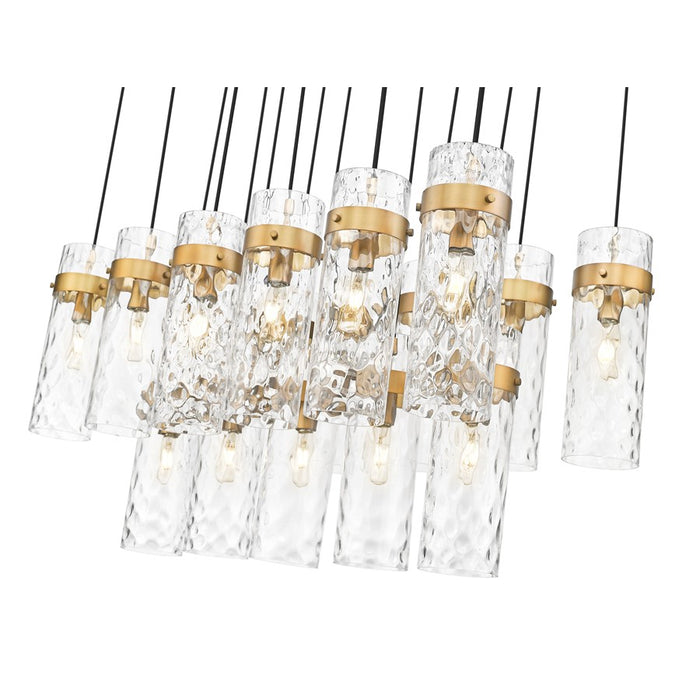 Z-Lite Fontaine 17Lt 44.25" Linear Chandelier, Brass/Clear Water