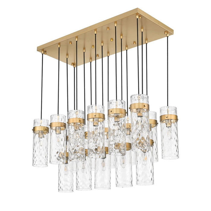 Z-Lite Fontaine 17Lt 44.25" Linear Chandelier, Brass/Clear Water