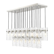 Z-Lite Fontaine 23 Light 54.5" Linear Chandelier, Nickel/Clear Water - 7002P5-23L-BN