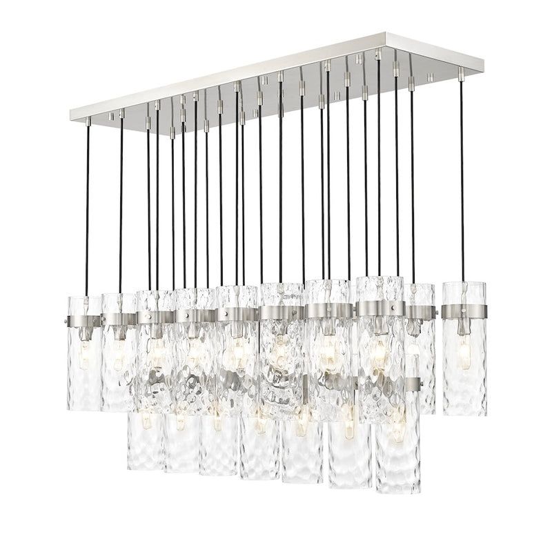 Z-Lite Fontaine 23 Light 54.5" Linear Chandelier, Nickel/Clear Water - 7002P5-23L-BN