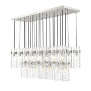 Z-Lite Fontaine 23Lt 54.5" Linear Chandelier, Nickel/Clear Water - 7002P5-23L-BN