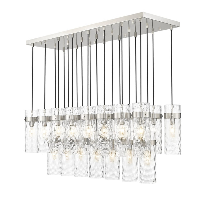 Z-Lite Fontaine 23Lt 54.5" Linear Chandelier, Nickel/Clear Water - 7002P5-23L-BN