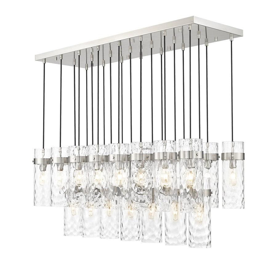 Z-Lite Fontaine 23Lt 54.5" Linear Chandelier, Nickel/Clear Water - 7002P5-23L-BN