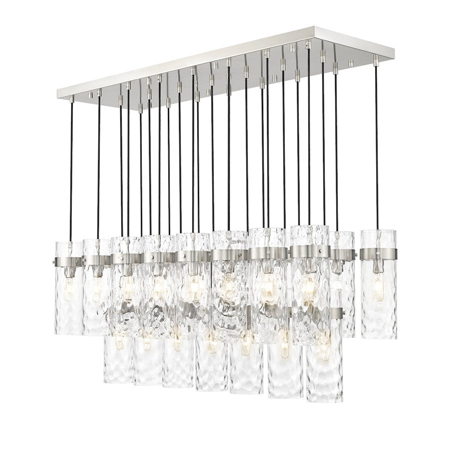 Z-Lite Fontaine 23 Light 54.5" Linear Chandelier, Nickel/Clear Water - 7002P5-23L-BN