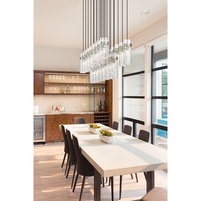 Z-Lite Fontaine 23Lt 54.5" Linear Chandelier, Nickel/Clear Water