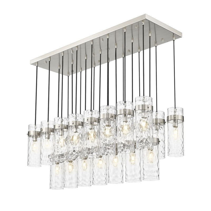 Z-Lite Fontaine 23Lt 54.5" Linear Chandelier, Nickel/Clear Water