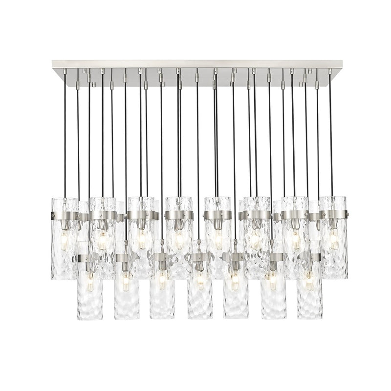 Z-Lite Fontaine 23 Light 54.5" Linear Chandelier, Nickel/Clear Water