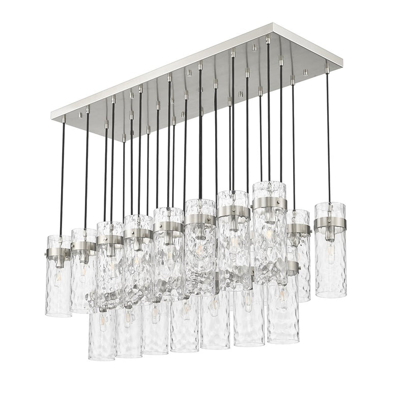 Z-Lite Fontaine 23Lt 54.5" Linear Chandelier, Nickel/Clear Water