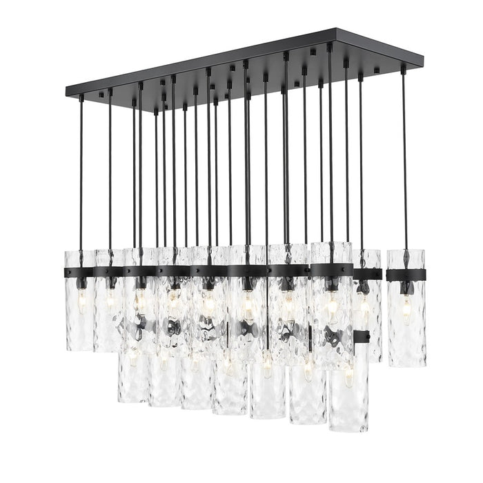 Z-Lite Fontaine 23Lt 54.5" Linear Chandelier, Black/Clear Water - 7002P5-23L-MB
