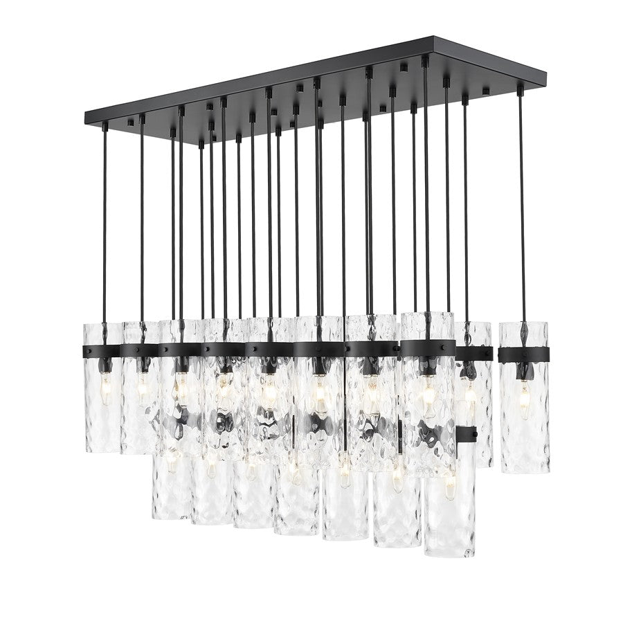 Z-Lite Fontaine 23Lt 54.5" Linear Chandelier, Black/Clear Water - 7002P5-23L-MB