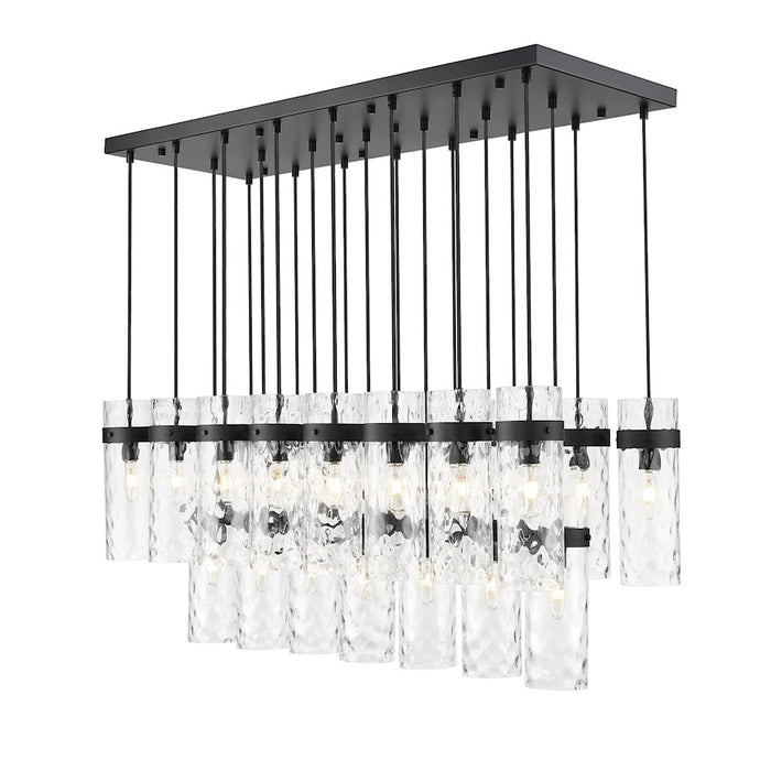 Z-Lite Fontaine 23 Light 54.5" Linear Chandelier, Black/Clear Water - 7002P5-23L-MB