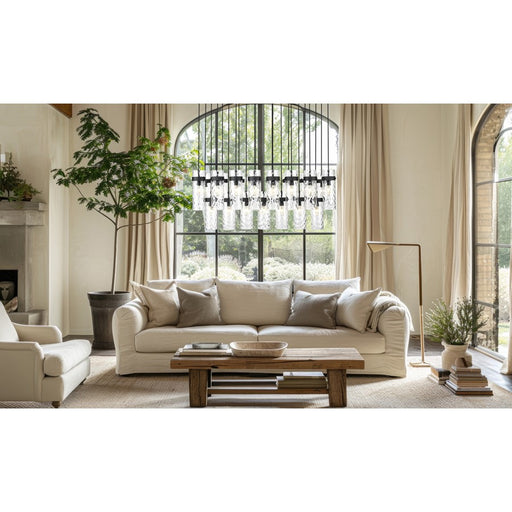 Z-Lite Fontaine 23Lt 54.5" Linear Chandelier, Black/Clear Water