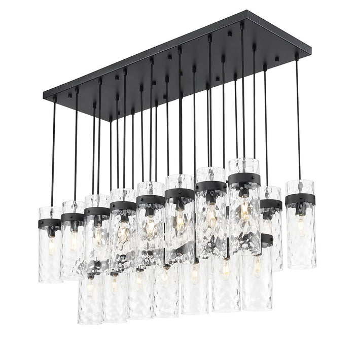 Z-Lite Fontaine 23 Light 54.5" Linear Chandelier, Black/Clear Water