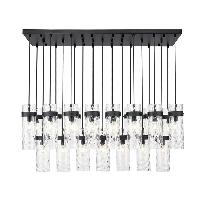 Z-Lite Fontaine 23 Light 54.5" Linear Chandelier, Black/Clear Water