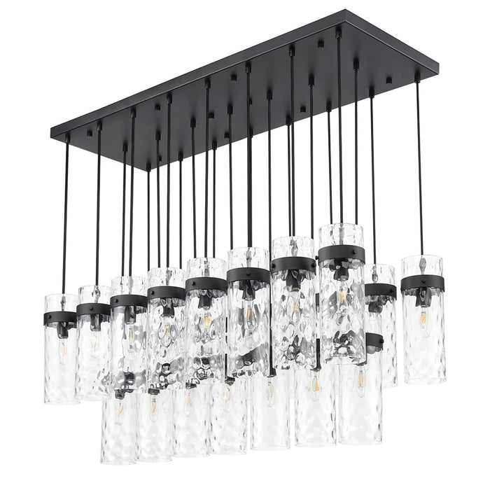 Z-Lite Fontaine 23Lt 54.5" Linear Chandelier, Black/Clear Water