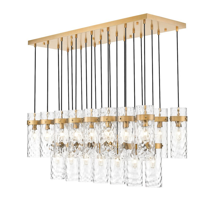 Z-Lite Fontaine 23 Light 54.5" Linear Chandelier, Brass/Clear Water - 7002P5-23L-RB