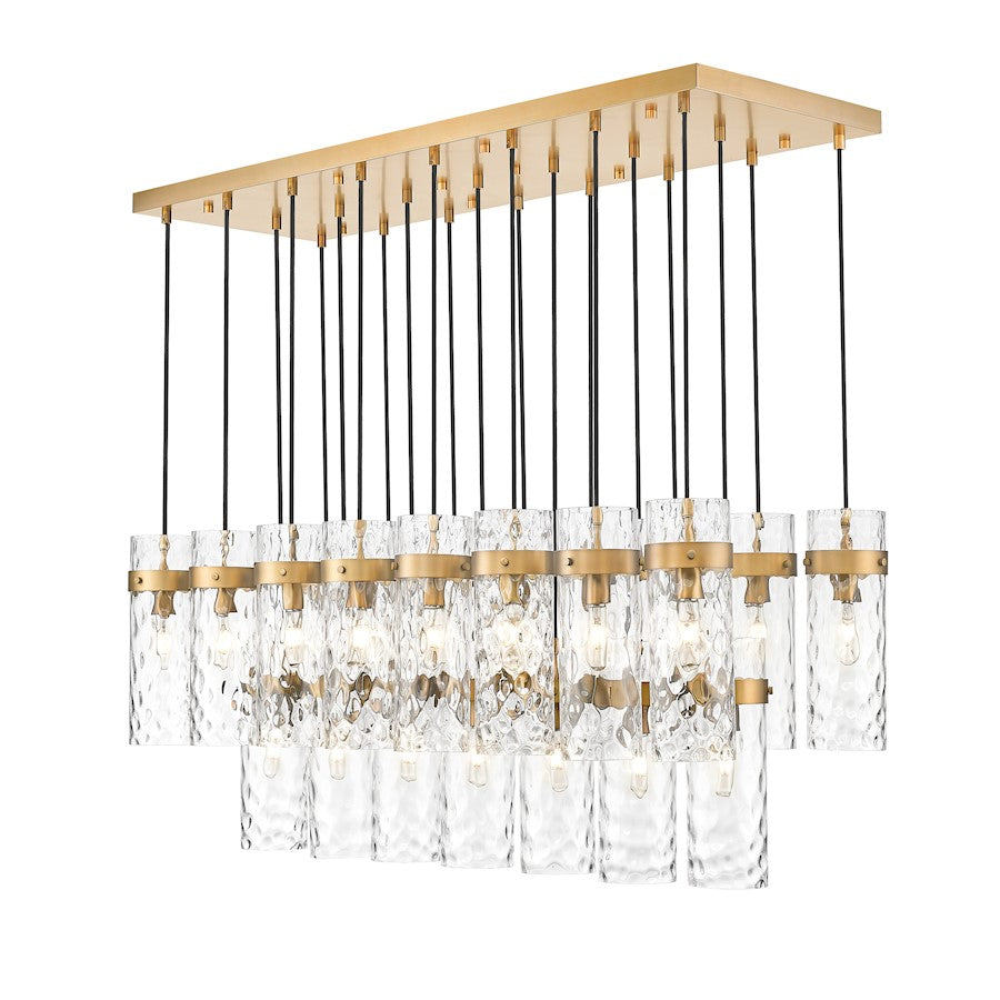 Z-Lite Fontaine 23 Light 54.5" Linear Chandelier, Brass/Clear Water - 7002P5-23L-RB