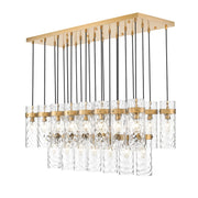 Z-Lite Fontaine 23Lt 54.5" Linear Chandelier, Brass/Clear Water - 7002P5-23L-RB