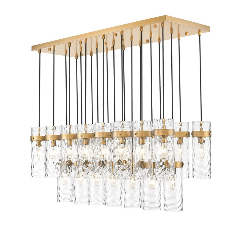 Z-Lite Fontaine 23Lt 54.5" Linear Chandelier, Brass/Clear Water - 7002P5-23L-RB
