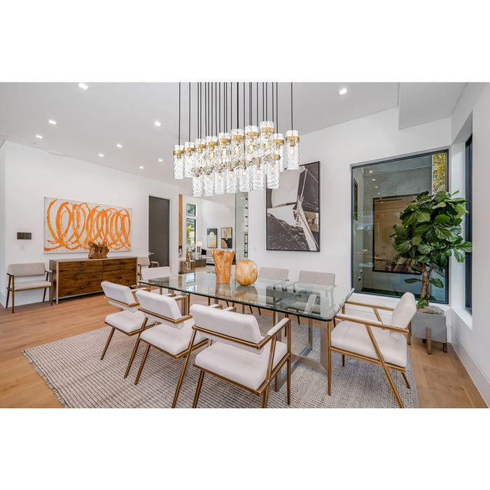 Z-Lite Fontaine 23 Light 54.5" Linear Chandelier, Brass/Clear Water