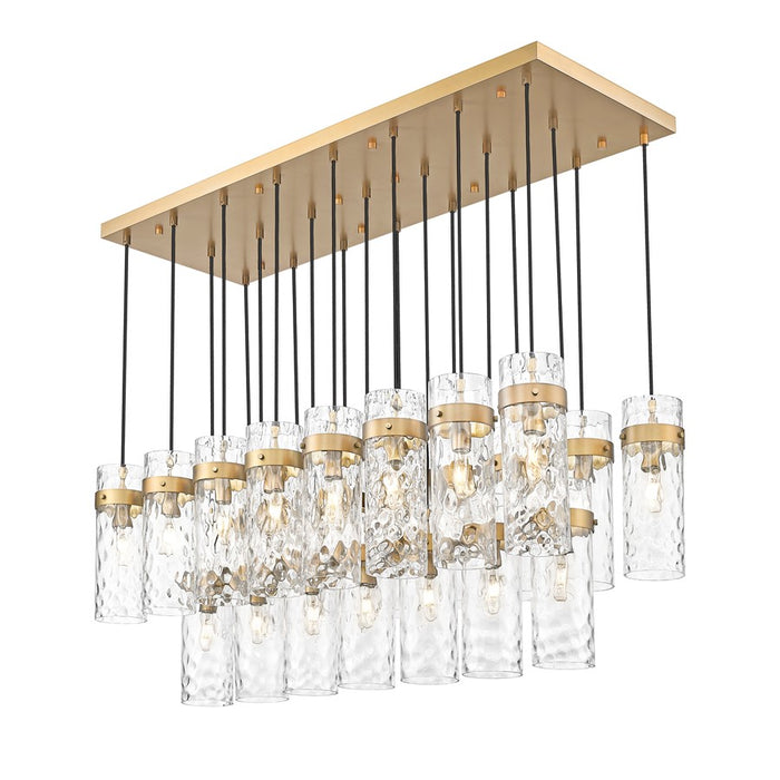 Z-Lite Fontaine 23 Light 54.5" Linear Chandelier, Brass/Clear Water