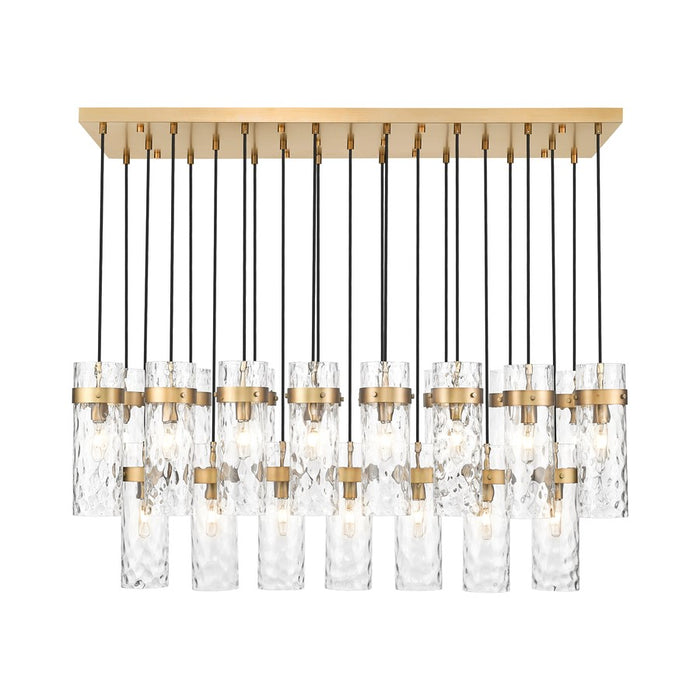 Z-Lite Fontaine 23 Light 54.5" Linear Chandelier, Brass/Clear Water