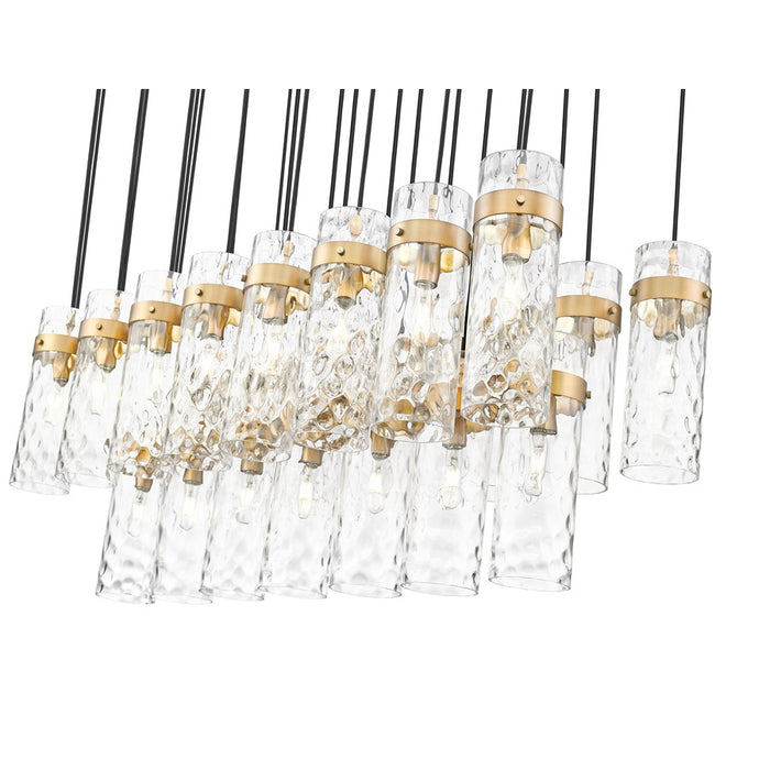 Z-Lite Fontaine 23 Light 54.5" Linear Chandelier, Brass/Clear Water