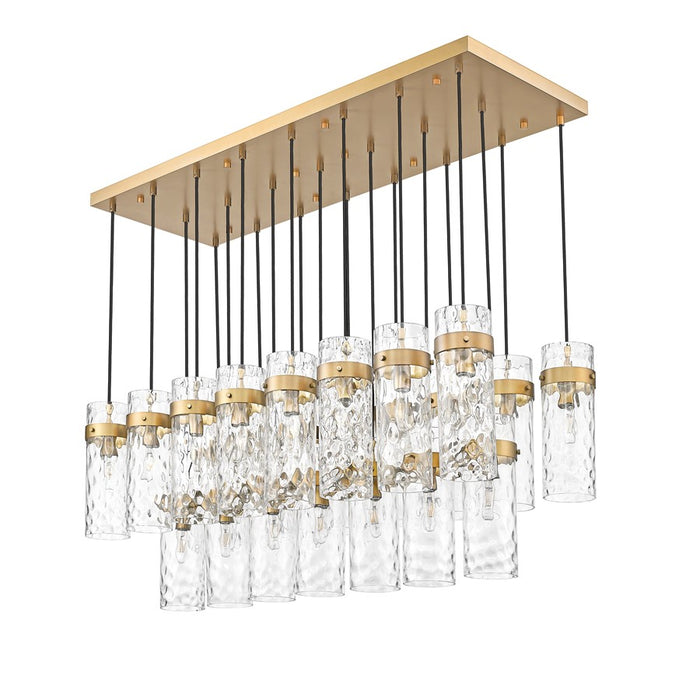 Z-Lite Fontaine 23 Light 54.5" Linear Chandelier, Brass/Clear Water