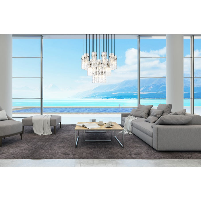 Z-Lite Fontaine 27 Light 39.5" Chandelier, Nickel/Clear Water