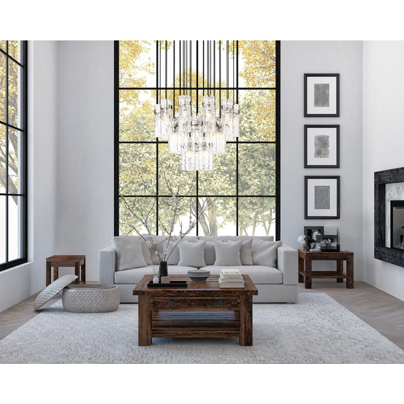 Z-Lite Fontaine 27 Light 39.5" Chandelier, Nickel/Clear Water