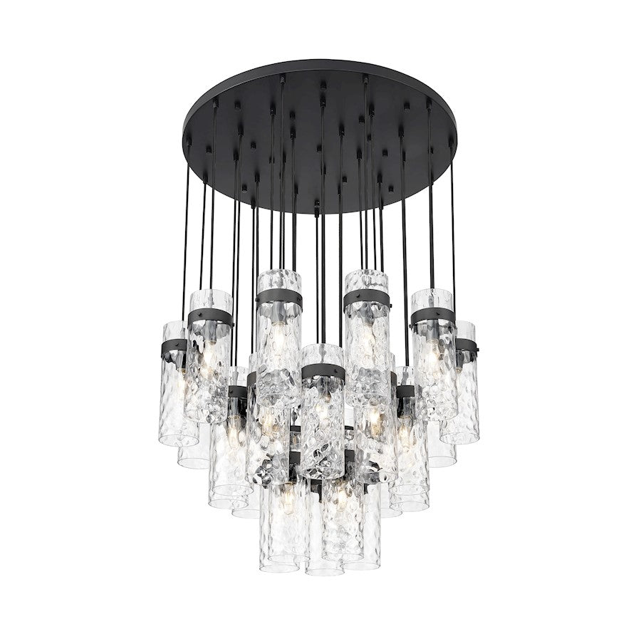 Z-Lite Fontaine 27 Light 39.5" Chandelier, Matte Black/Clear Water - 7002P5-27R-MB