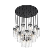Z-Lite Fontaine 27Lt 39.5" Chandelier, Matte Black/Clear Water - 7002P5-27R-MB